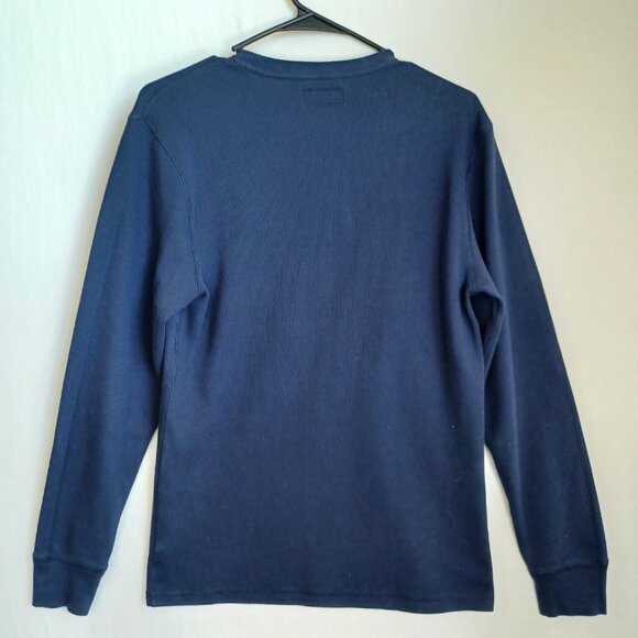 Polo Ralph Lauren Shirt Navy Blue Waffle Knit Pullover Long Sleeve Tee Mens Med - Picture 3 of 9